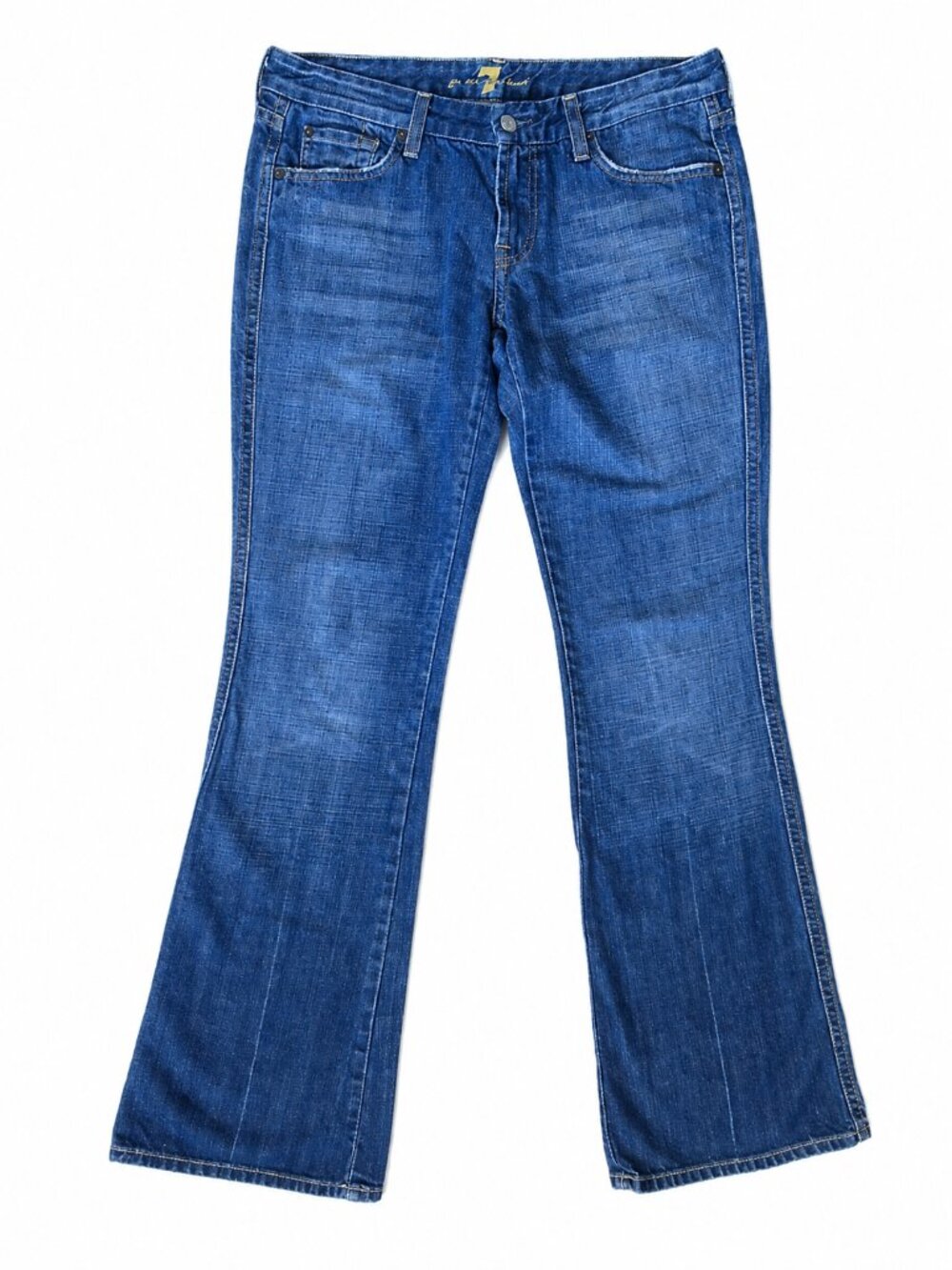 7 For All Mankind 100% Cotton Y2K Low Rise Bootcut Medium/Dark Wask Jeans | 30